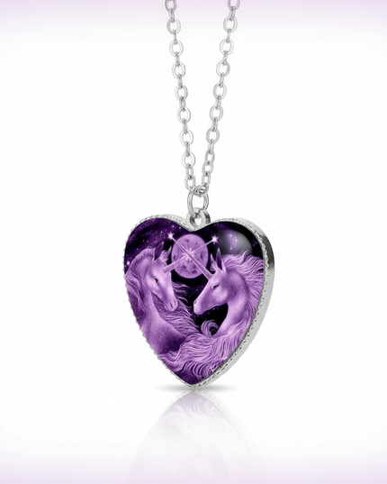 purple unicorn necklace - white-bg