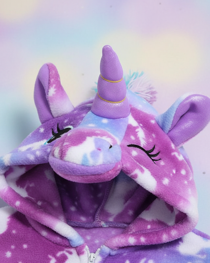 purple unicorn onesie - detail