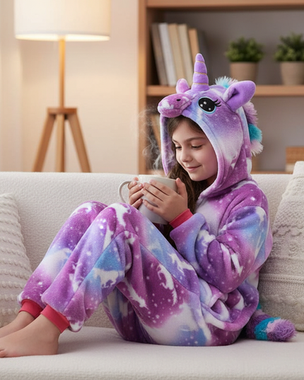 purple unicorn onesie - lifestyle