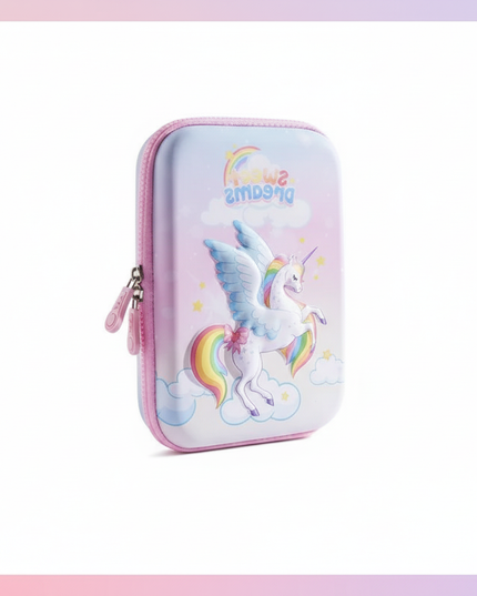 purple unicorn pencil case - white-bg