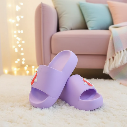 purple unicorn platform slippers - lifestyle