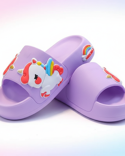 purple unicorn platform slippers - white-bg