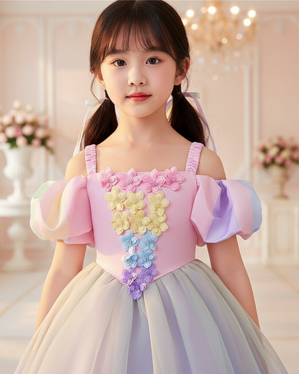purple unicorn princess ball gown dress - detail