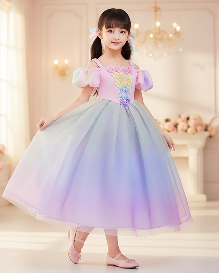 purple unicorn princess ball gown dress - front