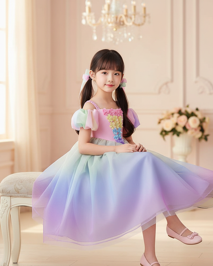 purple unicorn princess ball gown dress - sitting