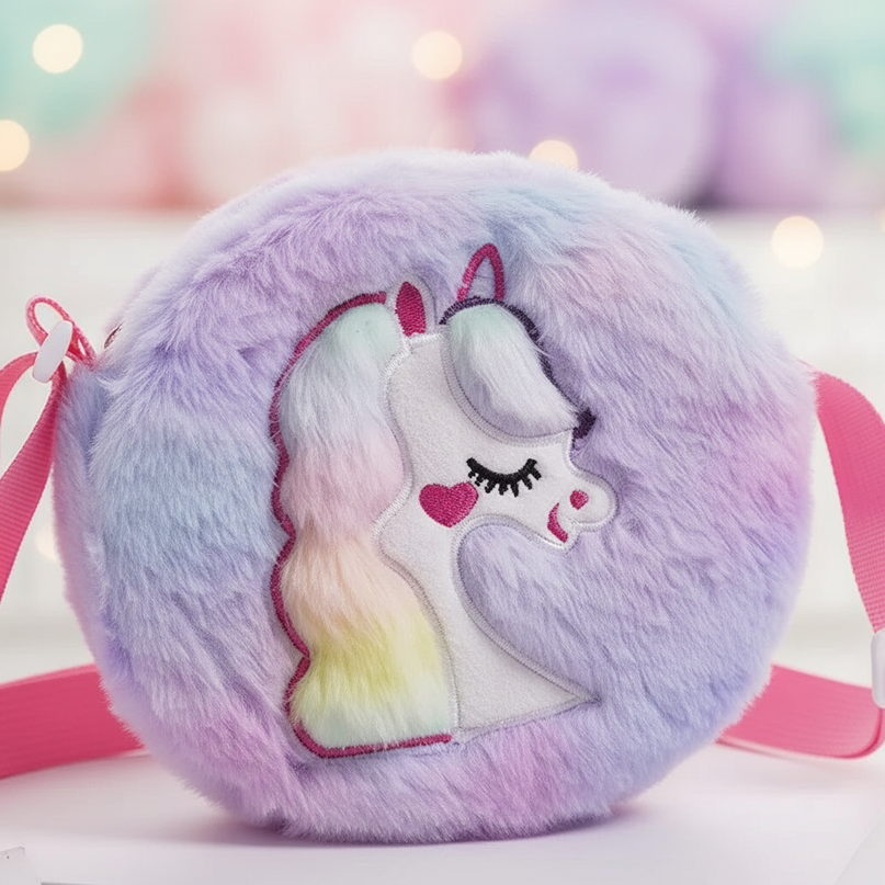 purple unicorn purse - detail
