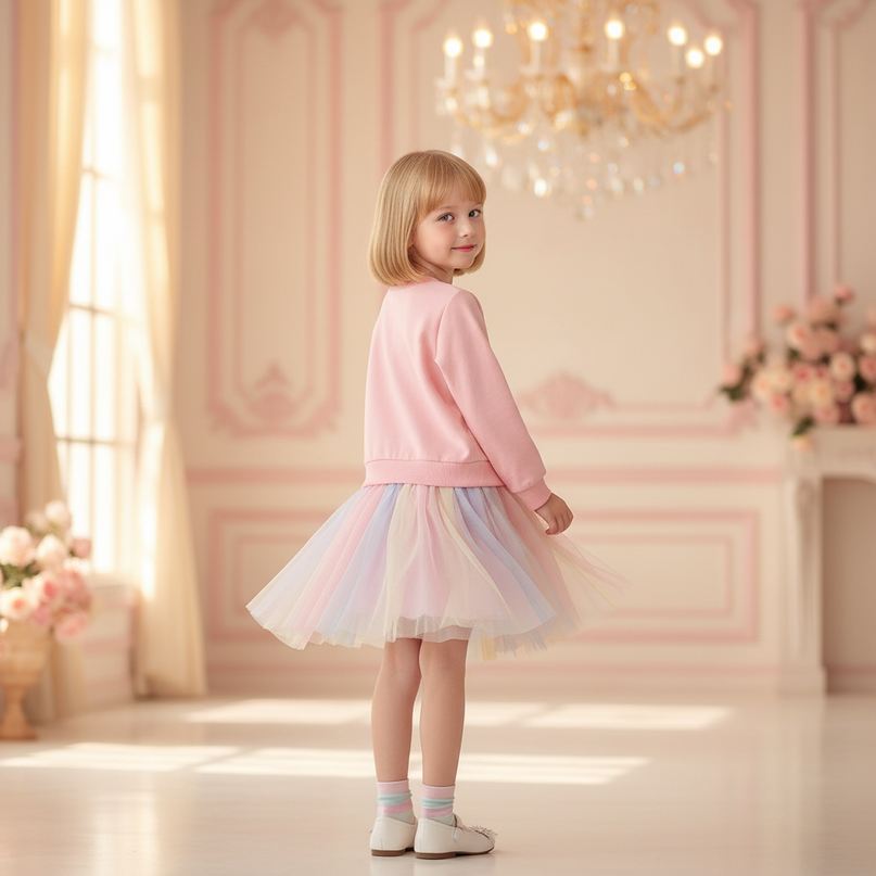 purple unicorn rainbow tutu dress - back