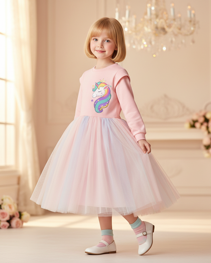 purple unicorn rainbow tutu dress - front