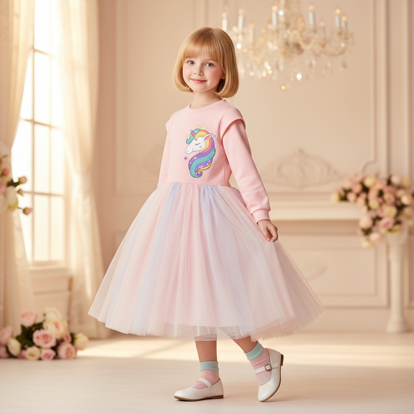 purple unicorn rainbow tutu dress - front