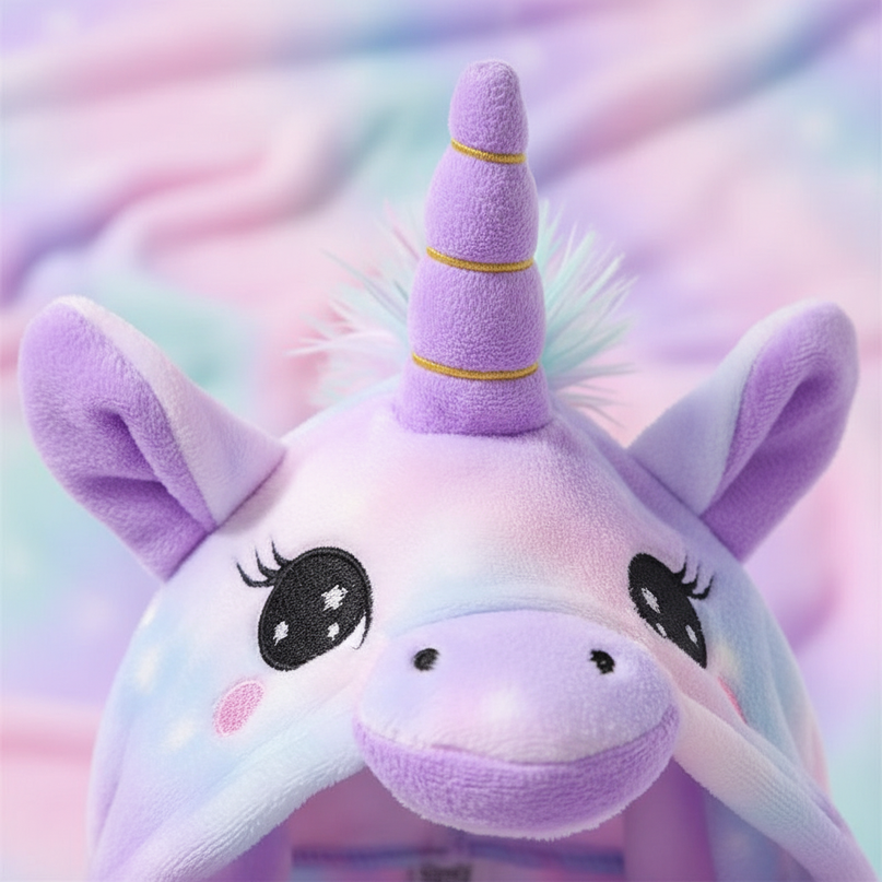 purple unicorn robe - detail