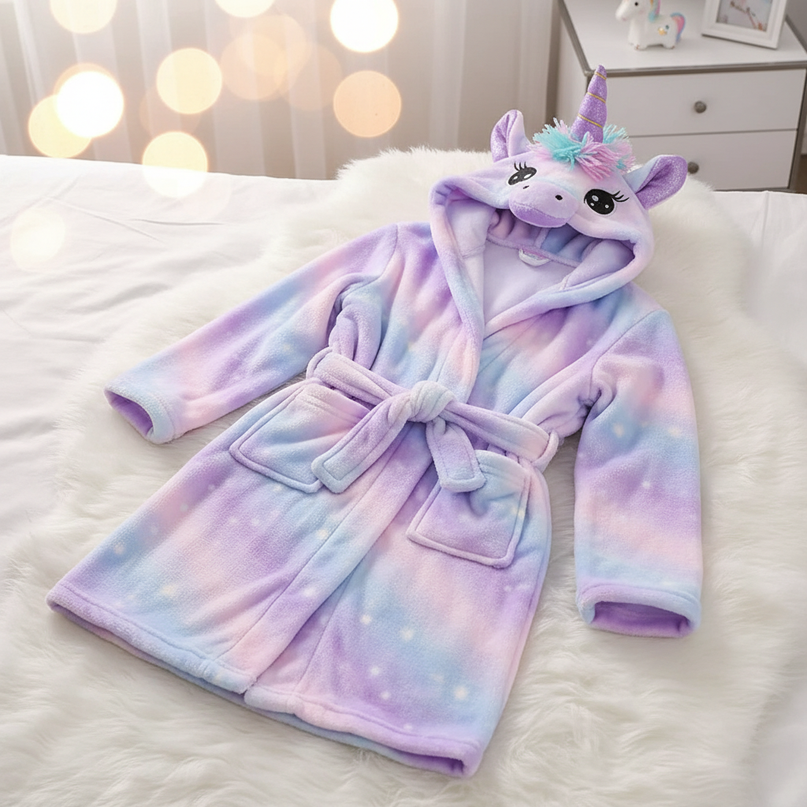 purple unicorn robe - lifestyle