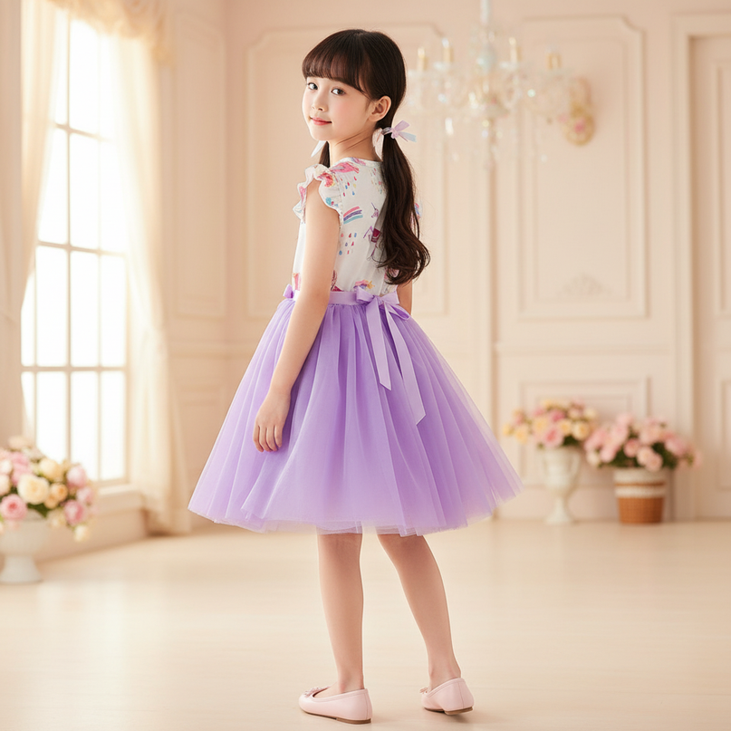 purple unicorn ruffle bodice tutu dress - back