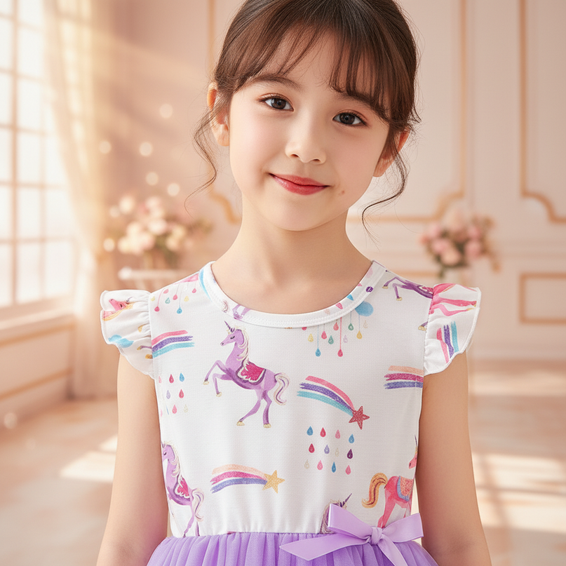purple unicorn ruffle bodice tutu dress - detail