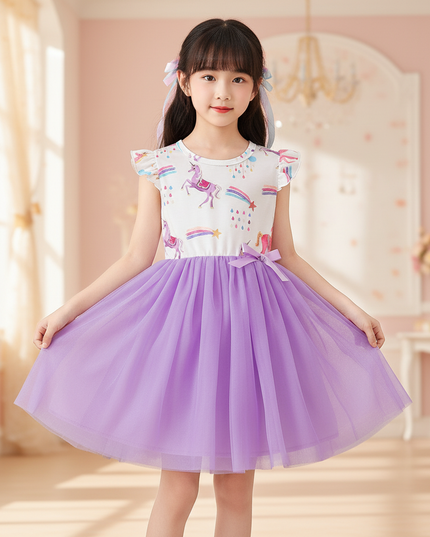 purple unicorn ruffle bodice tutu dress - front