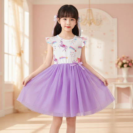 purple unicorn ruffle bodice tutu dress - front