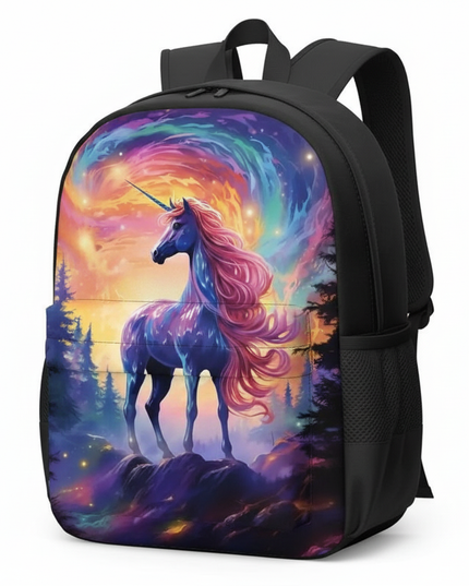 purple unicorn school backpack - white-bg