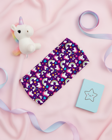 purple unicorn sport headband - flat-lay