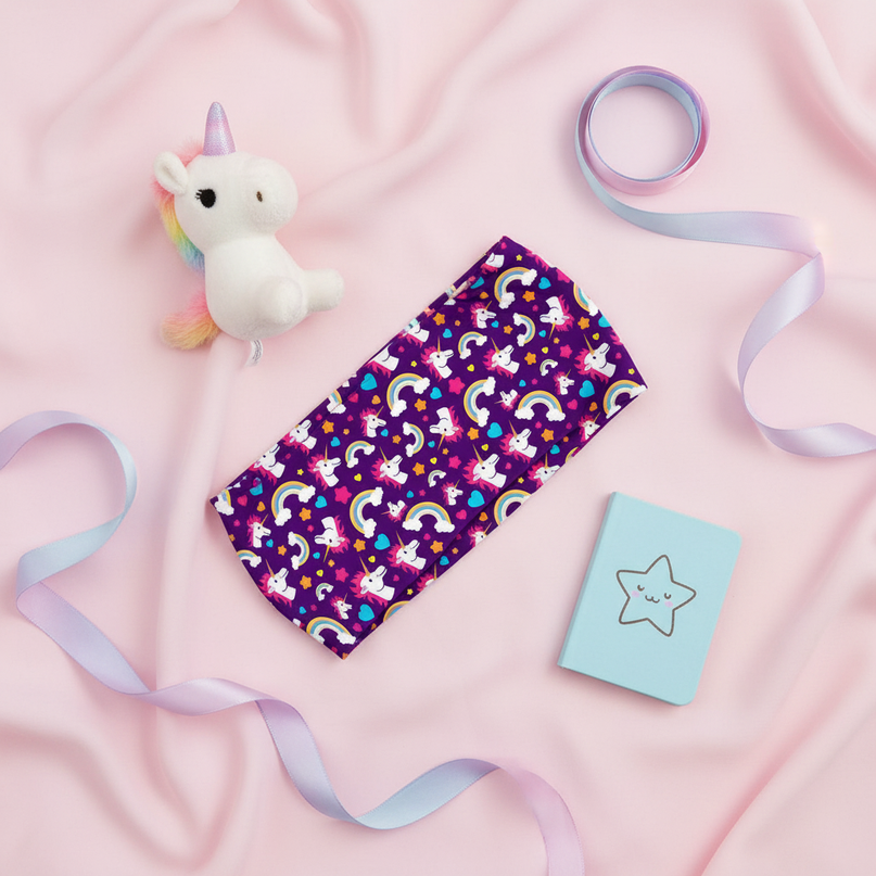 purple unicorn sport headband - flat-lay