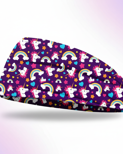 purple unicorn sport headband - white-bg