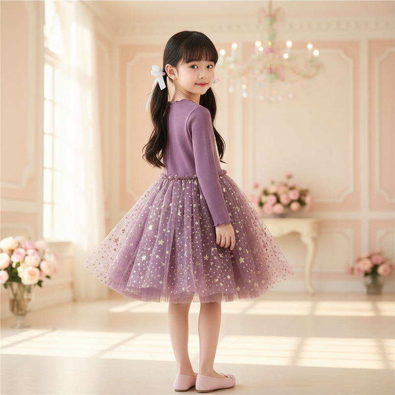 purple unicorn star dress - back