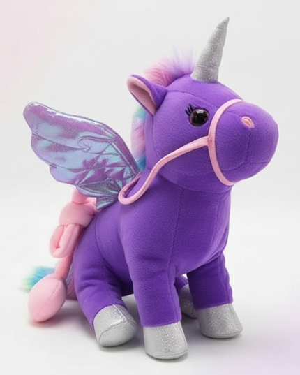 purple unicorn stuffed animal - white-bg