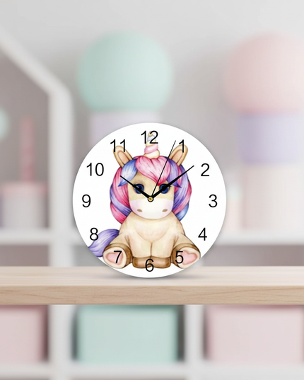 purple unicorn wall clock - lifestyle