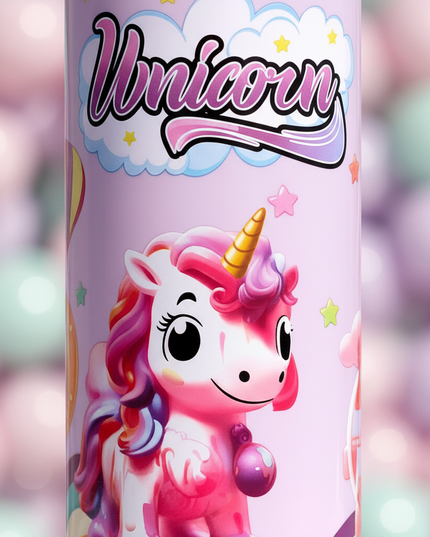 purple unicorn water bottle - detail
