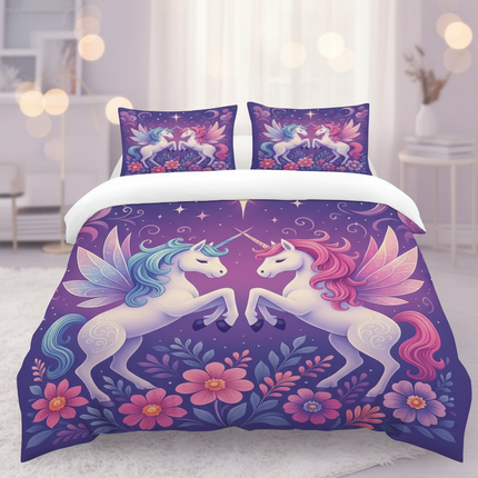 purple winged unicorn bedding - lifestyle