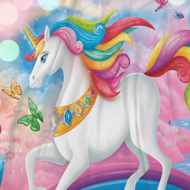 queen size unicorn blanket - detail