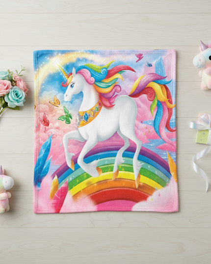 queen size unicorn blanket - flat-lay