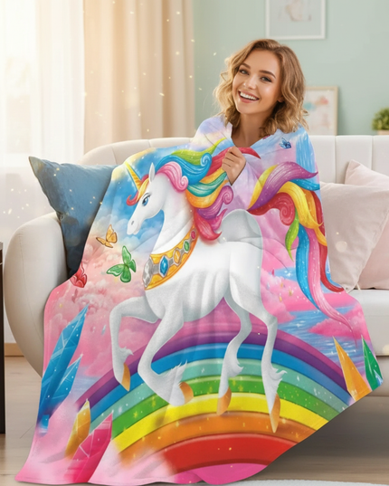 queen size unicorn blanket - in-use