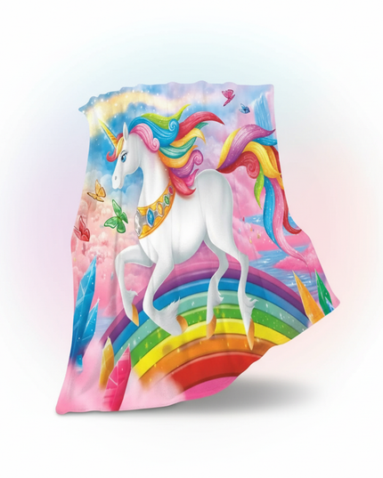 queen size unicorn blanket - white-bg