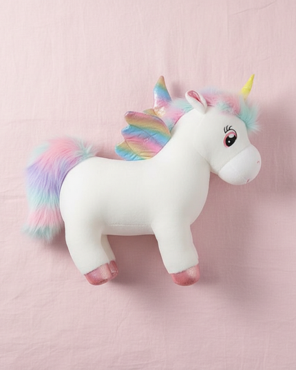 rainbow angel unicorn plush - flat-lay