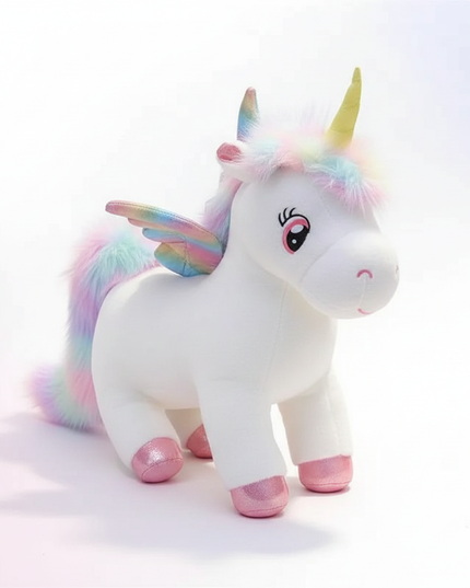 rainbow angel unicorn plush - white-bg