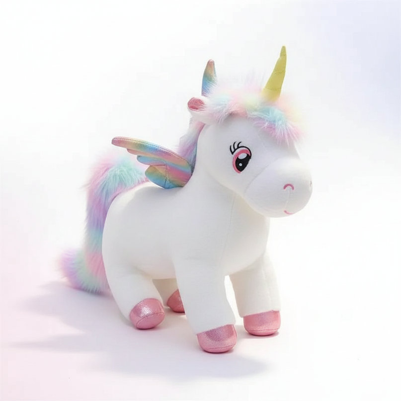 rainbow angel unicorn plush - white-bg
