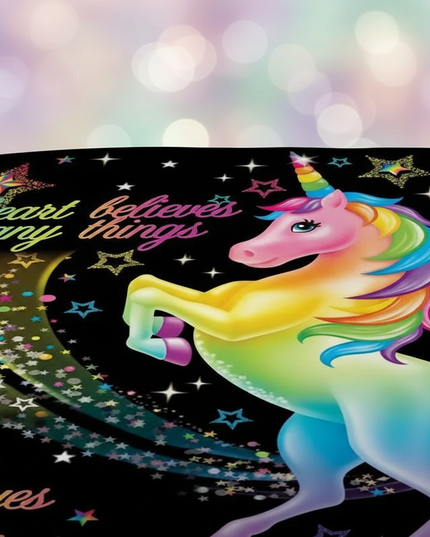 rainbow believe star unicorn bedding - detail