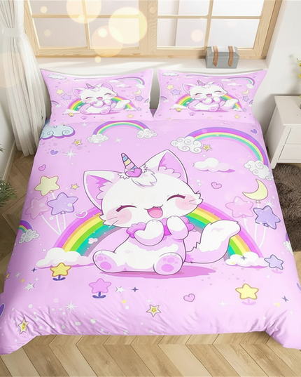 rainbow caticorn bedding - lifestyle