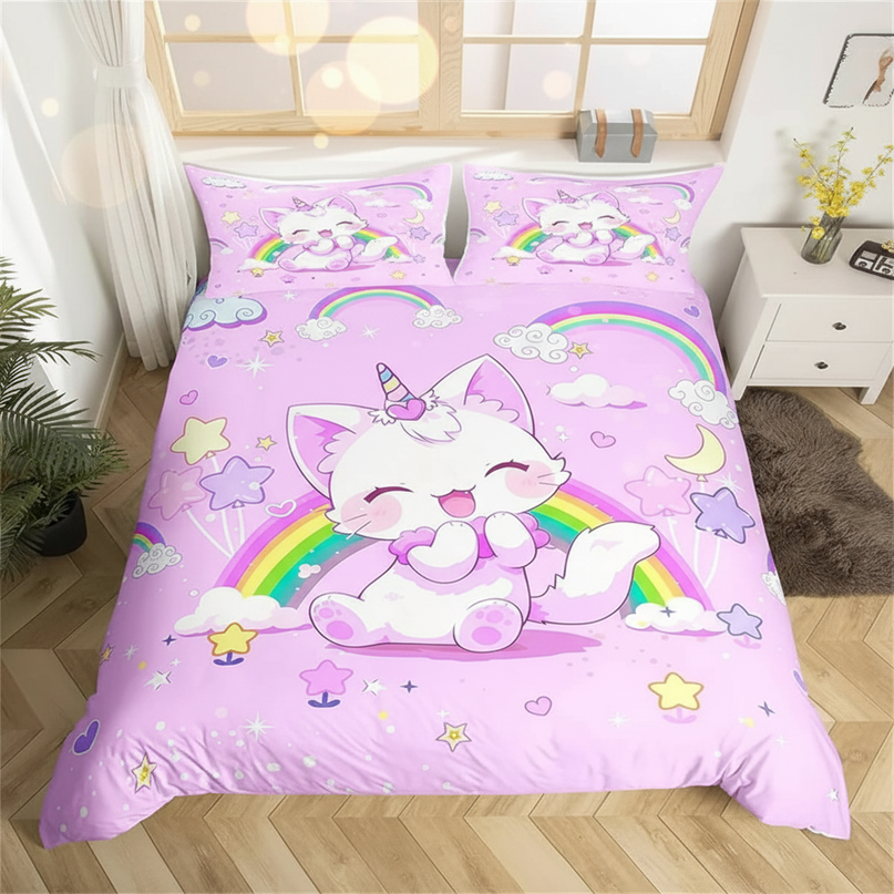 rainbow caticorn bedding - lifestyle