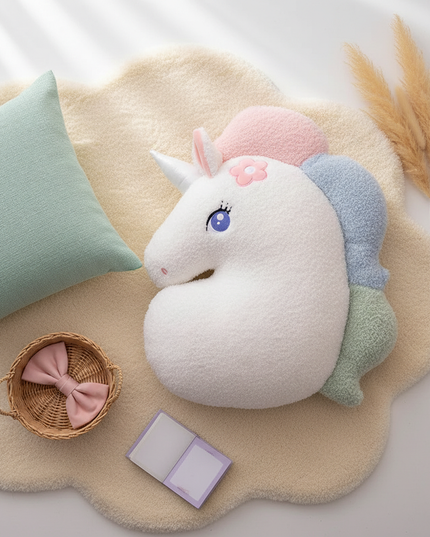 rainbow cloud plush pillow - flat-lay