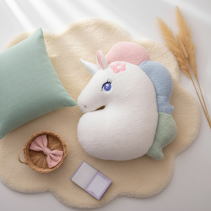 rainbow cloud plush pillow - flat-lay