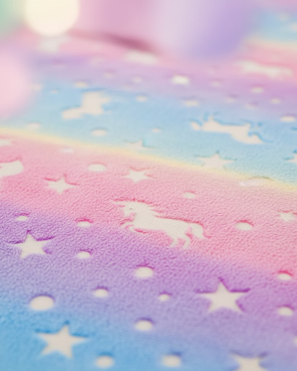 rainbow fleece unicorn blanket - detail