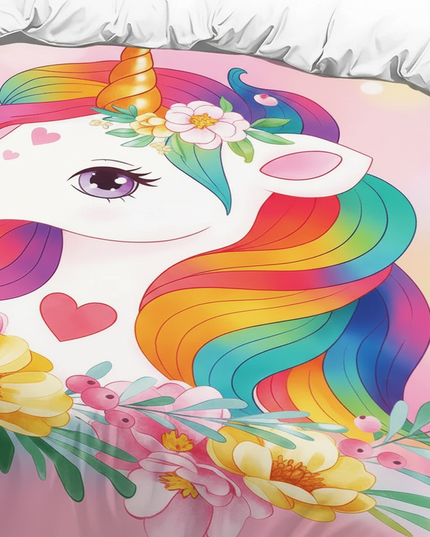 rainbow flower unicorn bedding - detail
