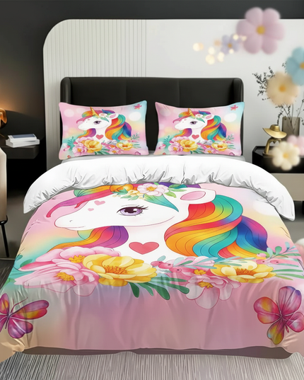 rainbow flower unicorn bedding - lifestyle