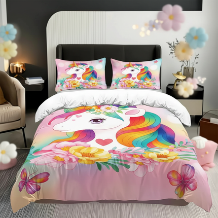 rainbow flower unicorn bedding - lifestyle