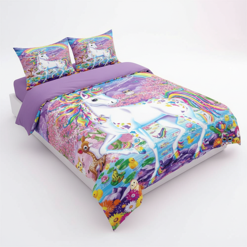 rainbow garden magical unicorn bedding - white-bg