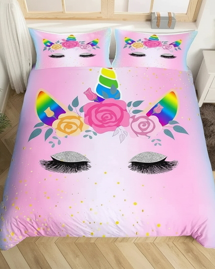 rainbow glitter unicorn bedding - lifestyle