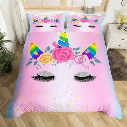 rainbow glitter unicorn bedding - lifestyle