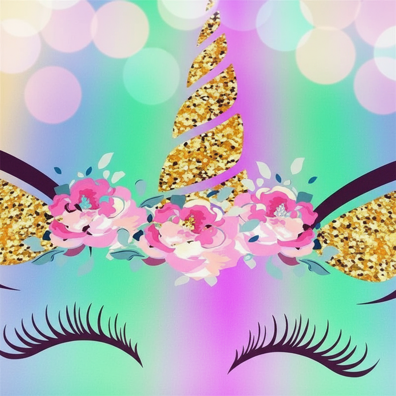 rainbow gradient unicorn bedding - detail