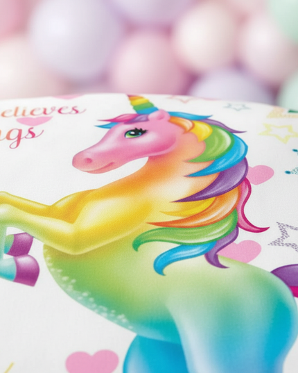 rainbow heart rearing unicorn bedding - detail