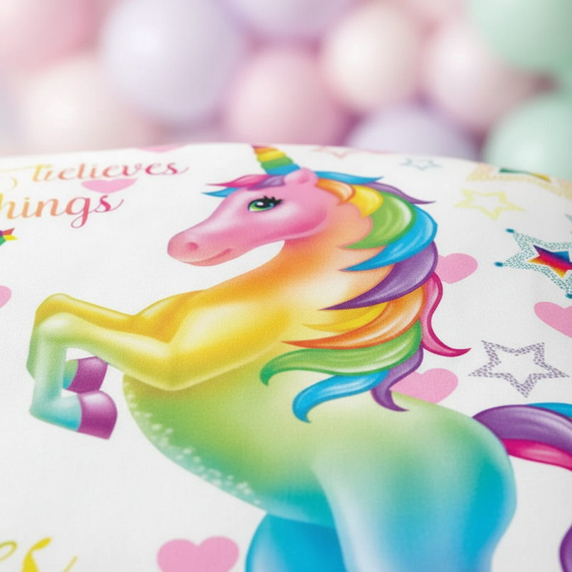 rainbow heart rearing unicorn bedding - detail
